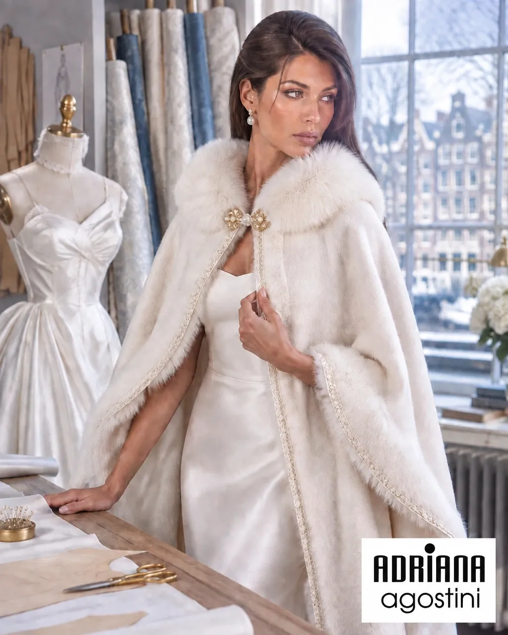 Ivory bridal couture in the Amsterdam atelier